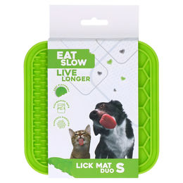 Produktbild von Eat Slow Live Longer Schleckmatte aus Silikon mit Noppen und Waben in Grün Größe S