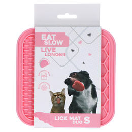 Produktbild von Eat Slow Live Longer Schleckmatte aus Silikon mit Noppen und Waben in Rosa Größe L