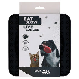 Produktbild von Eat Slow Live Longer Schleckmatte aus Silikon mit Welle in Anthrazit 20 x 20 cm