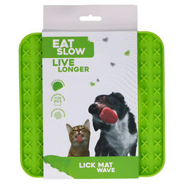 Produktbild von Eat Slow Live Longer Schleckmatte aus Silikon mit Welle in Grün 20 x 20 cm