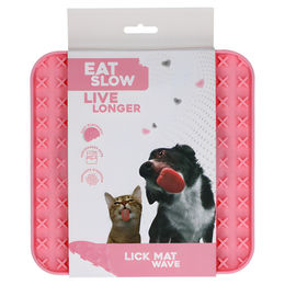 Produktbild von Eat Slow Live Longer Schleckmatte aus Silikon mit Welle in Rosa 20 x 20 cm