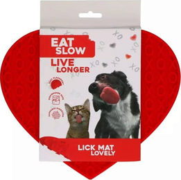 Eat Slow Live Longer Schleckmatte Lovely Heart in Herzform aus Silikon Rot – Bild 1 von 7