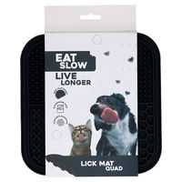 Produktbild von Eat Slow Live Longer Schleckmatte Quartett aus Silikon in Anthrazit 20 x 20 cm