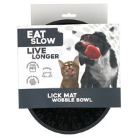 Produktbild von Eat Slow Live Longer Schleckmatte Wiggle Bowl Pawprints aus Silikon für Hunde und Katzen Grau Durchmesser 17 cm