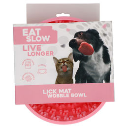Eat Slow Live Longer Schleckmatte Wiggle Bowl Pawprints Rosa aus Silikon für Hunde und Katzen Durchmesser 17 cm – Bild 1 von 6