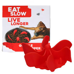 Eat Slow Live Longer Slow Feeder Anti-Schlingeinsatz aus Silikon für Hunde und Katzen Rot Größe M – Bild 1 von 3