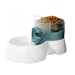 Ebi 2-in-1 Futterautomat und Trinkbrunnen für Katzen und Hunde aus Kunststoff in Grau – Bild 1 von 5