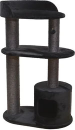 EBI Kratzbaum Bedford 127 für Katzen in Schwarz mit Schlafhaus und Plüsch – Bild 1 von 2