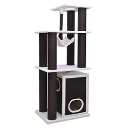Ebi Kratzbaum Swindon XL für Katzen in Weiß und Schwarz aus Plüsch 80 x 190 cm – Bild 1 von 2
