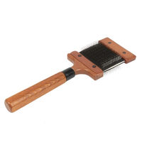 Produktbild von EBI Noir Japandi Duo-Slickerbürste für Hunde aus Holz in Schwarz und Braun