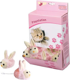 Ebi Owl Elektrisches Katzenspielzeug aus Plüsch in Grau oder Rosa – Bild 1 von 1
