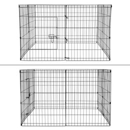 ecd-Germany Freilaufgehege für Kleintiere aus Metall Schwarz 124x76 cm – Bild 1 von 4