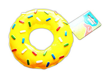 ECO Hundespielzeug Donut aus Latex mit Quietschfunktion Gelb Ø15cm – Bild 1 von 2