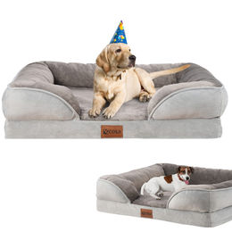Ecosa Orthopädisches Hundebett für kleine bis mittlere Hunde in Grau mit Plüsch und Gelenksupport Größe M – Bild 1 von 13