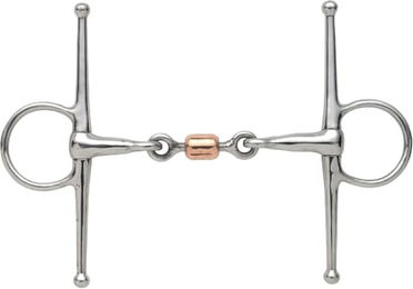 Edelstahl-Volltrense mit Kupfer-Mittelstück und Rollen an den Backen für Shires 16,5 cm – Bild 1 von 1