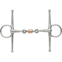 Produktbild von Edelstahl-Volltrense mit Kupfer-Mittelstück und Rollen an den Backen für Shires 16,5 cm