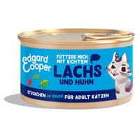 Produktbild von Edgard & Cooper Hundefutter Adult Stückchen in Soße Lachs und Huhn ohne Zucker 18x85g - 18 x 85 g