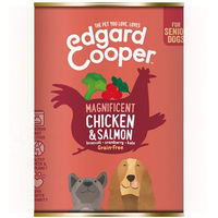 Produktbild von Edgard & Cooper Hundefutter Senior Huhn & Lachs Stückchen in Sauce getreidefrei 6 x 400 g Dose