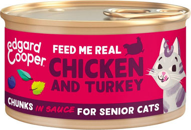 Edgard & Cooper Hundefutter Senior Huhn und Pute Stückchen in Sauce 18 x 85 g – Bild 1 von 3