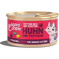 Produktbild von Edgard & Cooper Hundefutter Senior Stückchen in Sauce Truthahn und Huhn ohne Zucker 18x85g - 18 x 85 g
