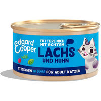 Produktbild von Edgard & Cooper Hundefutter Stückchen in Sauce Lachs und Huhn Adult ohne Zucker 18x85g - 18 x 85 g