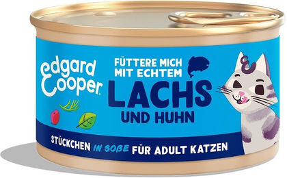 Edgard & Cooper Hundefutter Stückchen in Soße Lachs und Huhn Adult ohne Zucker 6x85g – Bild 1 von 1