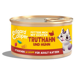 Edgard & Cooper Hundefutter Stückchen in Soße Truthahn und Huhn Adult 6x85g ohne Zucker – Bild 1 von 2