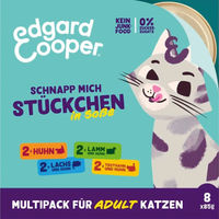 Produktbild von Edgard & Cooper Katzen Nassfutter Multipack Adult Stückchen in Sauce Huhn Lachs Lamm Truthahn Getreidefrei 8 x 85 g - 8 x 85 g