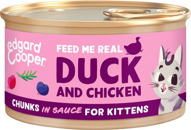Edgard & Cooper Katzenfutter Kitten Stückchen in Sauce Kabeljau und Huhn 18 x 85 g – Bild 1 von 3