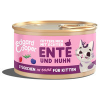 Produktbild von Edgard & Cooper Katzenfutter Kitten Stückchen in Sauce mit Ente und Huhn getreidefrei 18 x 85 g - 18 x 85 g