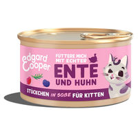Produktbild von Edgard & Cooper Kitten Nassfutter Stückchen in Sauce Ente und Huhn 18x85g