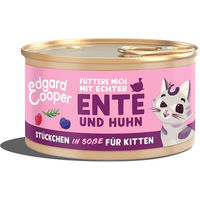 Produktbild von Edgard & Cooper Kitten Stückchen in Sauce Ente und Huhn ohne Zucker 6x85g