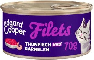 Produktbild von Edgard & Cooper Nassfutter Katze Adult Sterilisiert Filets Thunfisch und Garnele getreidefrei 48x70 g - 48 x 70 g