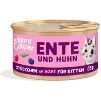 Produktbild von Edgard & Cooper Nassfutter Katze Kitten Stückchen in Soße Ente und Huhn getreidefrei ohne Zucker 36x85 g - 36 x 85 g
