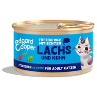 Produktbild von Edgard & Cooper Stückchen in Sauce Adult Lachs Huhn Rind Getreidefrei 85 g - 18 x 85 g
