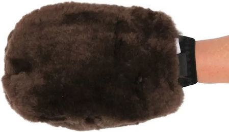 Produktbild von Edix Waschhandschuh aus Merino-Wolle für Sattelpflege in Braun