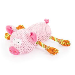 Edupet 06016AA Hundespielzeug Schwein Design mit Tau und Quietschfunktion in Rosa – Bild 1 von 5