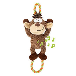 Edupet Dog Love Hundespielzeug Affen Design mit Tau und Quietschfunktion in Braun und Schwarz – Bild 1 von 5