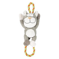 Produktbild von Edupet Dog Love Hundespielzeug im Katzen Design mit Tau und Quietschfunktion in Grau und Weiß