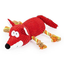 Edupet Dog Love Quietschspielzeug für Hunde im Fuchs Design mit Tau in Rot und Weiß – Bild 1 von 6