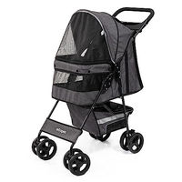 Produktbild von EDUPET Hundewagen Haustierbuggy Grau für kleine bis mittlere Hunde mit Doppelrädern und Staufach