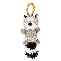Produktbild von Edupet Waschbär Plüschspielzeug für Hunde mit Quietschfunktion und Tau in Grau-Weiß - 1 Stk.