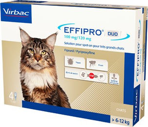 Effipro DUO Spot-on für Katzen gegen Flöhe und Zecken über 6 kg 4 Pipetten – Bild 1 von 2