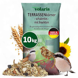 Eggersmann Volaris Terrassenkörner mit Insekten 10 kg – Schalenfreies Wildvogel-Streufutter mit Mehlwürmern für das ganze Jahr - 10 kg – Bild 1 von 6