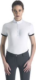 EGO7 Polo MC Reitshirt Damen kurzarm aus Baumwolle Blau Weiß – Bild 1 von 3