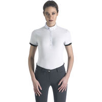 Produktbild von EGO7 Polo MC Reitshirt Damen kurzarm aus Baumwolle Blau Weiß