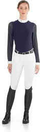 Produktbild von EGO7 Reitshirt Polo Langarm Damen Rita Weiß Blau Größe 34