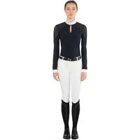 Produktbild von EGO7 Reitshirt Teresa Langarm Damen Polo Turnier Reiten Blau Schwarz Größe 34