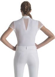 Produktbild von EGO7 Rita MC Reitshirt Damen Kurzarm Turniershirt Blau Weiß Polyamid Größe 36