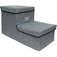 Produktbild von Eichhorn Close2Me PetStair Deluxe Haustiertreppe für Hunde und Katzen Grau klappbar mit Stoffbezug und Stauraumfächern bis 15 kg belastbar